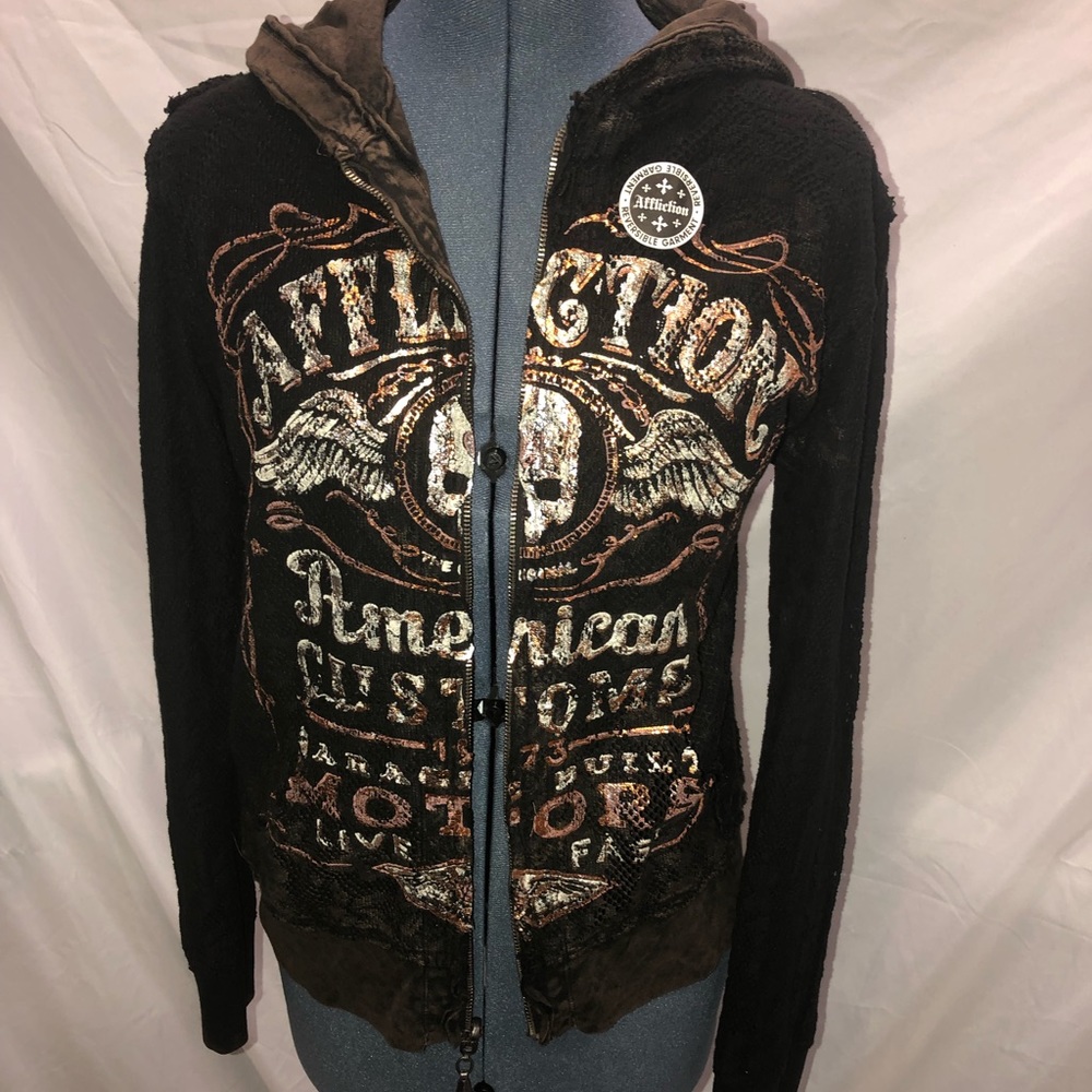 Affliction reversible women’s hoodie size Medium